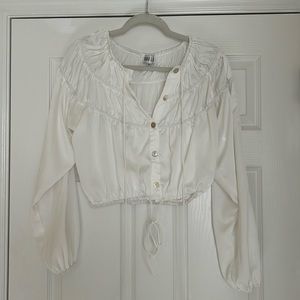 White boat neck crop top